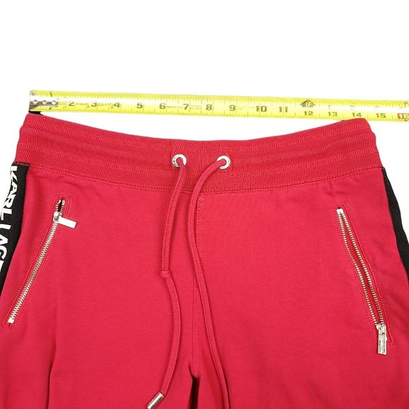 Karl Lagerfeld Mens XS Joggers Red Drawstring Pockets‎ Logo Side Stripe Pants - Picture 7 of 14